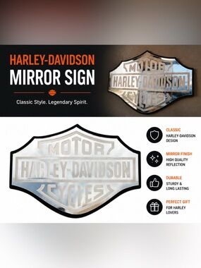 🔥 Vintage Harley Davidson Mirror Sign Wall Plaque Bar Garage Motorcycle Decor🔥